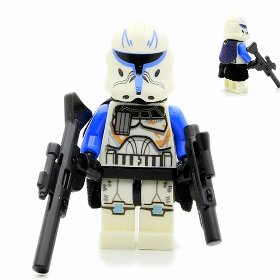 Goedkoop SingleSale STER OORLOG Captain Rex Trooper met Dubbele Gun Rogue Een Storm Trooper Monteren minifig Bouwstenen Kinderen Speelgoed