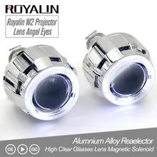 ROYALIN Halogen Lens H1 Projector Headlight Lens LED Halo Rings Angel eyes Shrouds White Red Blue for H4 H7 Car Styling HID Lamp