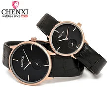 CHENXI Model Style Leather-based Man&Girls Quartz Wristwatch Analog Extremely-thin Watch Case Lovers Couple Watches Delicate Reward Clocks