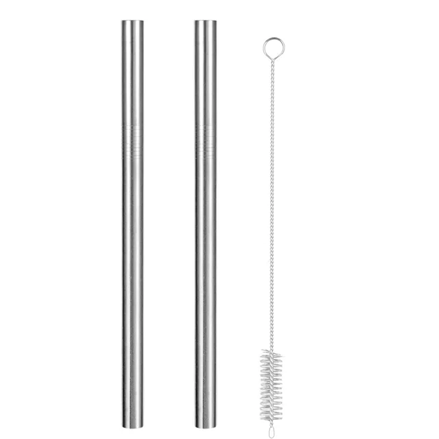 Extra Wide Straw Reusable Stainless Steel Drinking Straw Metal Straw For Smoothies Tapioca Pearls Milk Tea Juice Bar Tools silver B