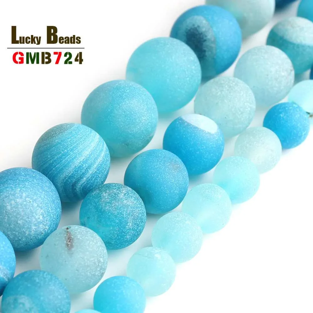 Round Bead Ball Blue smile Cracked Stone Beads Dull Polished Matte For DIY Necklace Bracelets Jewelry Making 15&quot 6 8 10mm | Украшения и