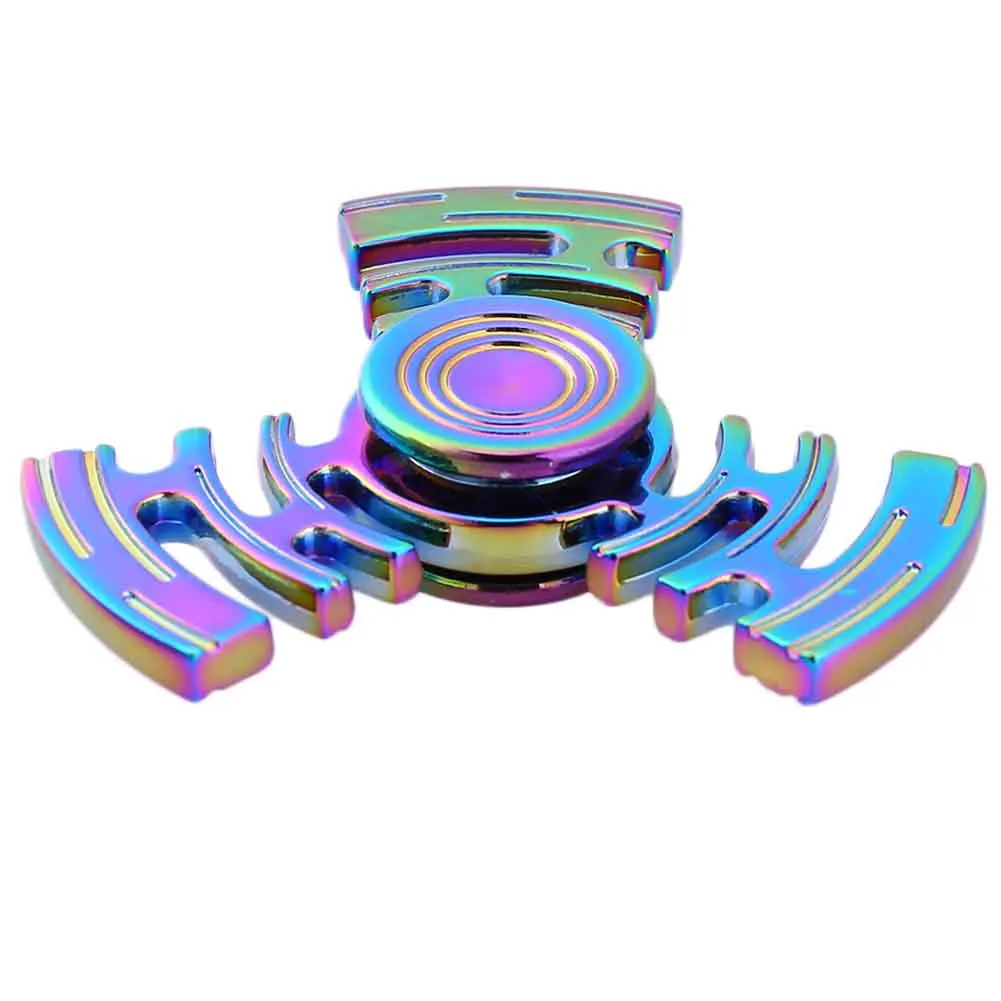 Rainbow Color EDC Toys Hand Spinner Metal Labyrinth Three Leaves Fidget Spinner Autism And ADHD Hand