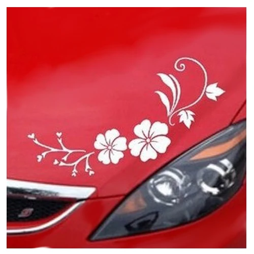 

Reflective Personality Flower Car Bonnet Hood or Body Decal Sticker Waterproof Removable 32cm*12cm, White