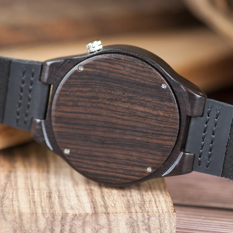 BOBO BIRD Ebony Men Watches Wood L-B17 Japanese Movement Quartz Custom Logo Uomo Orologio