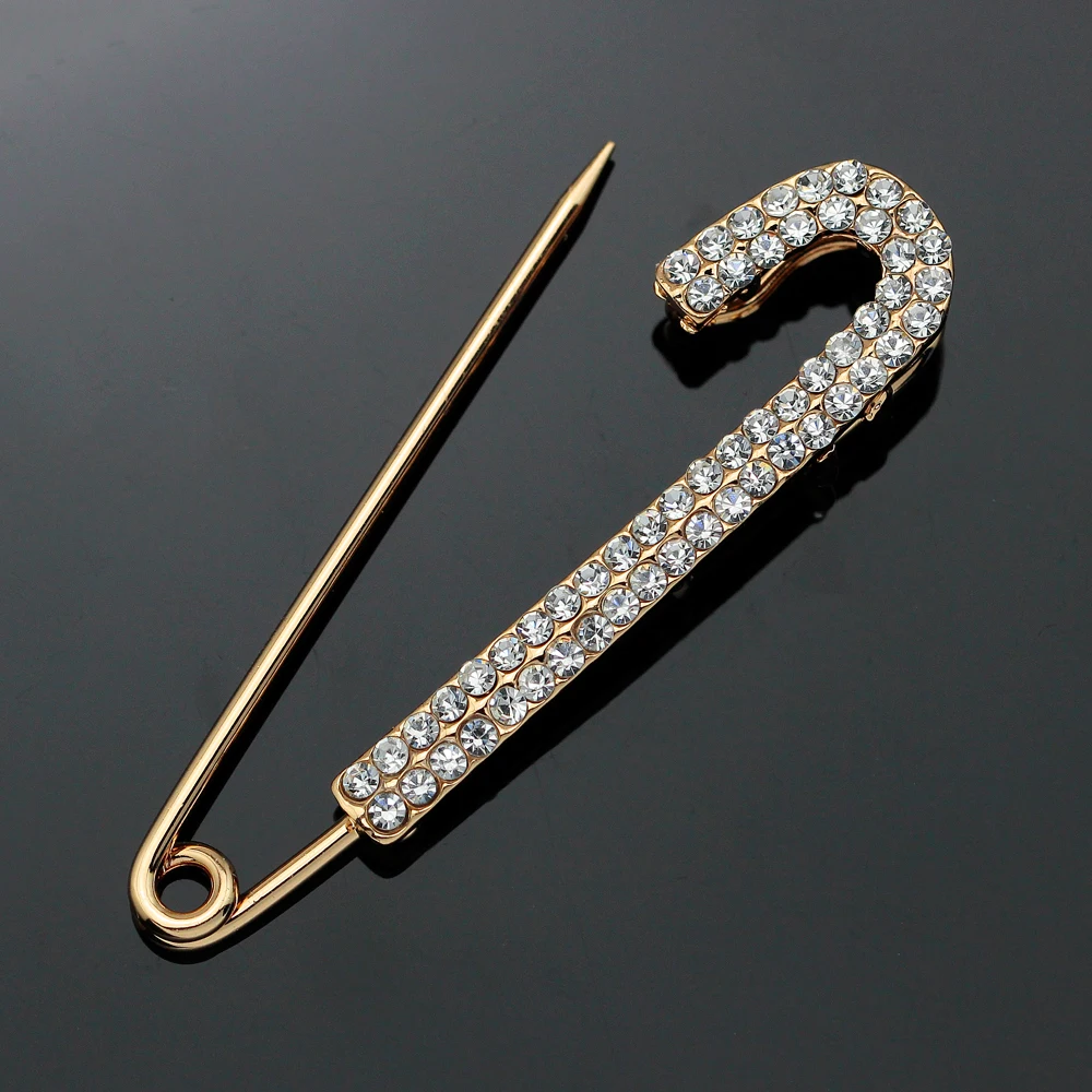 12 style Safety Pins Brooch Fashion Jewelry Brooches For Women double row Rhinestone brooches
