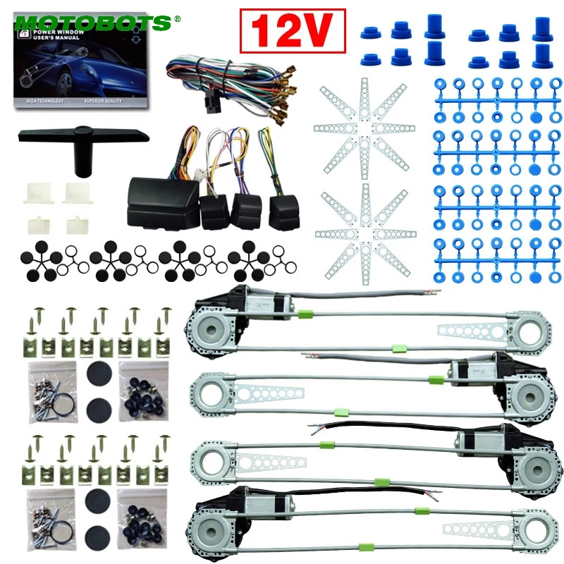 Motobotos 1 комплект DC12V автомобиля/Авто универсальный 4 дверей электронный Мощность комплекты для окон с 8 шт./компл. тусклыми swithces и жгут