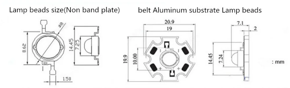 Светодиод высокой Мощность свет шарик 1 Вт 3 Вт чип на PCB радиатора УФ 365nm ИК 660nm синий, зеленый, желтый полный спектр светать