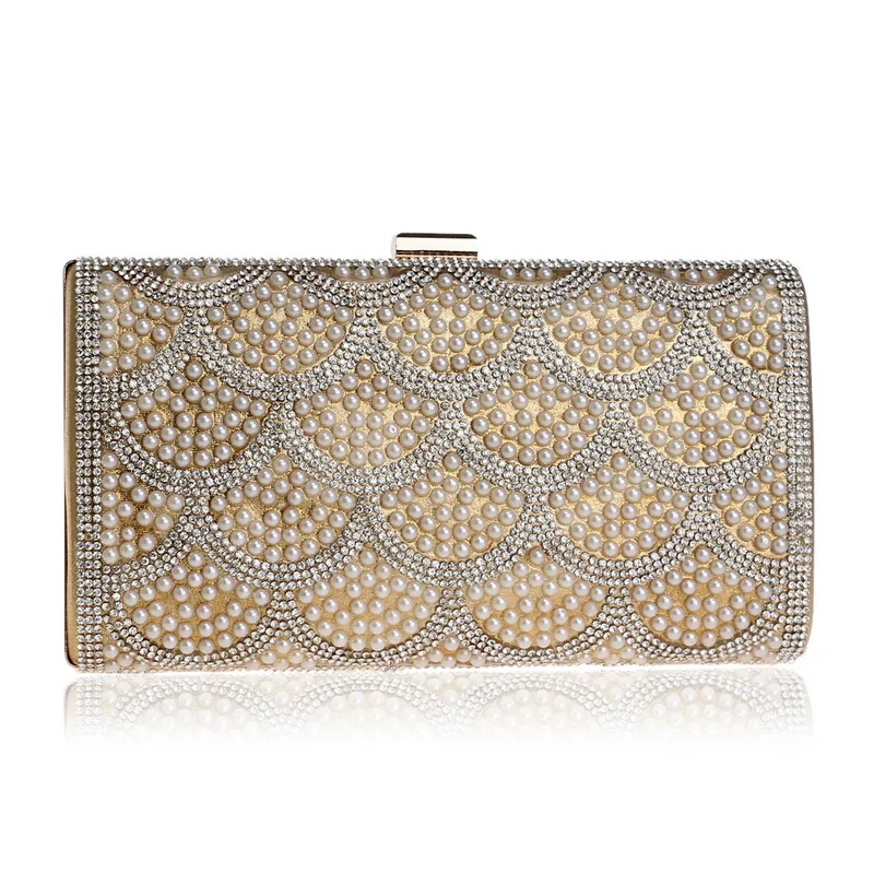 

Women's Evening Clutch Bags with Shining Diamonds and Pearls, Elegant Handbag for Dance Bar