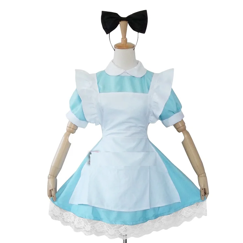 Детская одежда для девочек, голубого цвета, сексуальный костюм Алисы в стране чудес для взрослых размера плюс для девочки вечерние нарядное платье женщина Лолиты для косплея