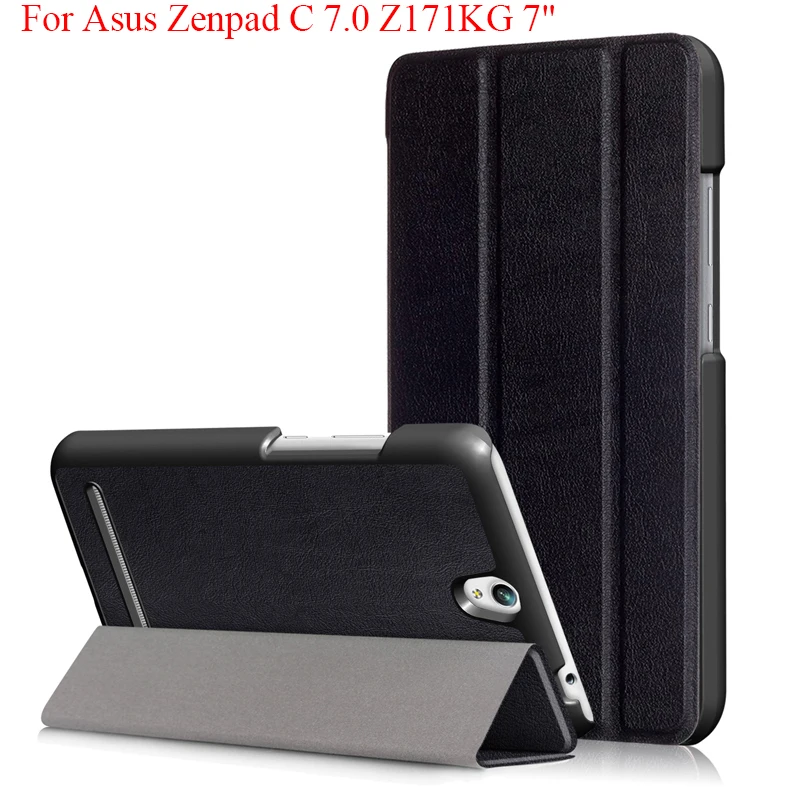 

Custer PU Stand Cover Solid color Case for Asus Zenpad C 7.0 Z171KG 7" 2017 Case Shell Magnet Tri-Fold Stand Protective Funda