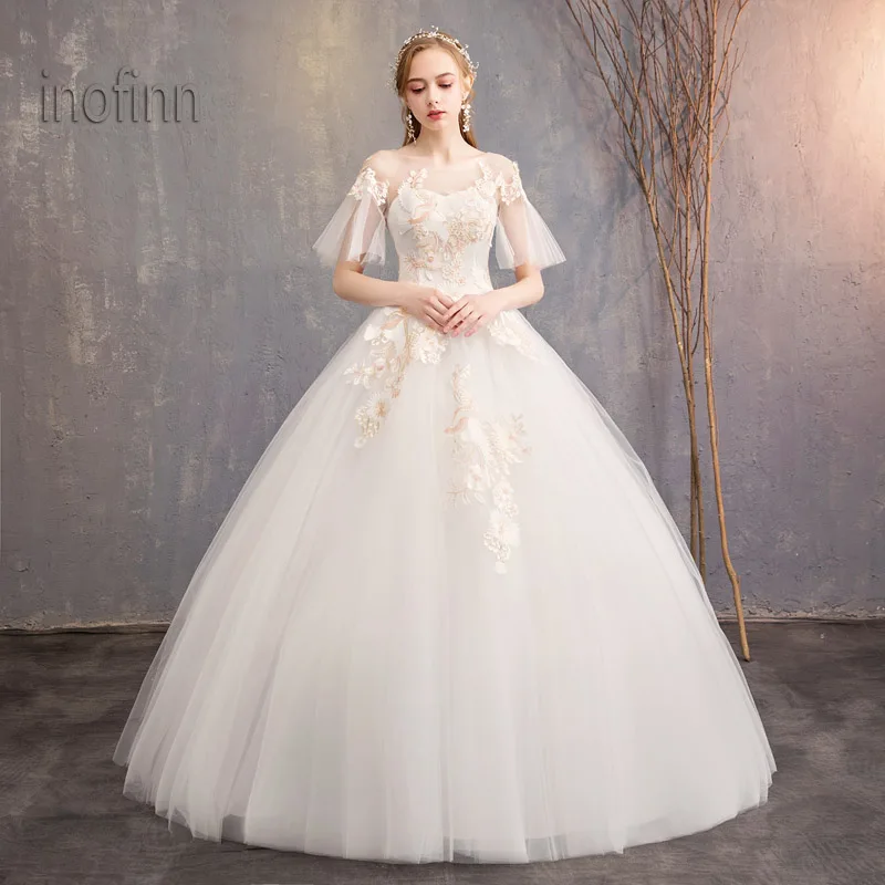 Inofin весенне-летнее кружевное свадебное платье длиной до пола 2019 vestido de noiva свадебное платье для Свадебные платья для женщин
