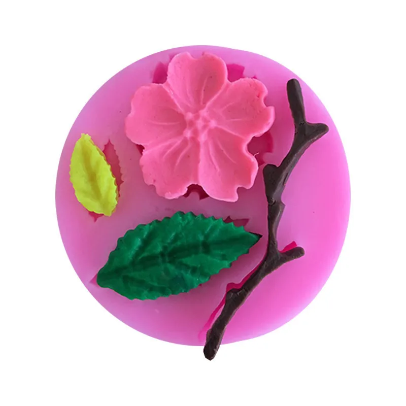 

4YANG Plum Blossom Branch Silicone Mold Flowers Leaf Fondant Cake Baking Moulds Sugar Craft Pastry Chocolate Decorating Tools