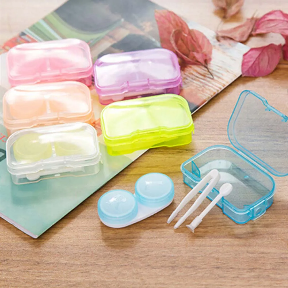 

1Pc Random Color Transparent Pocket Plastic Contact Lens Case Travel Kit Easy Take Container Holder Hot sale 2019 Dropshipping