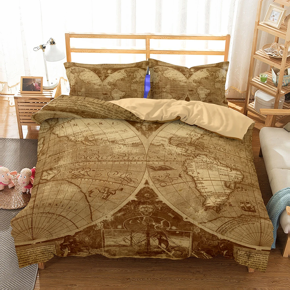 World Map Printing Bedding Set 2019 New 3D Reactive Duvet