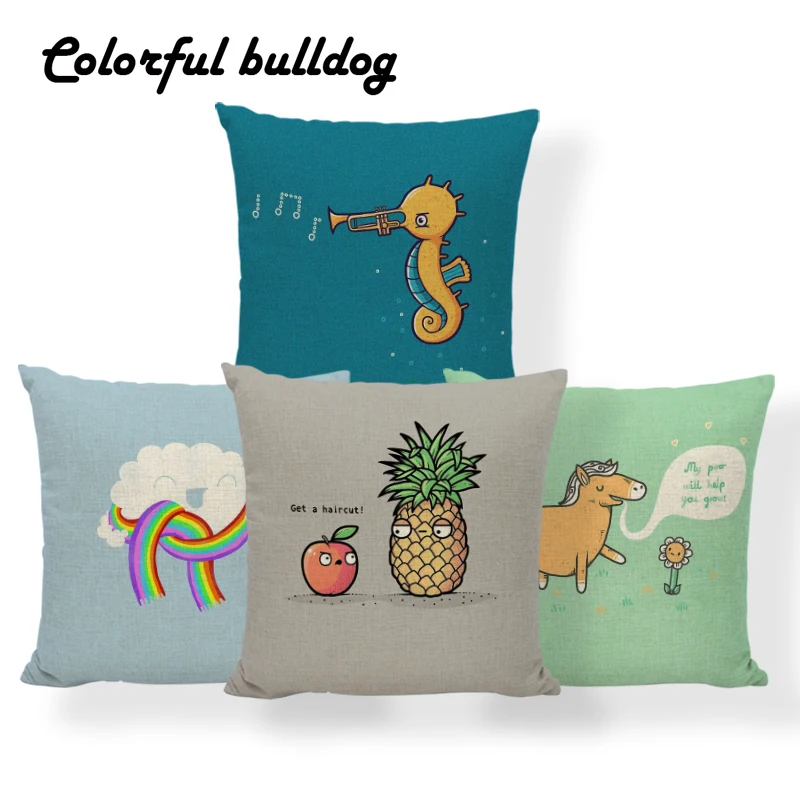 

Animal Dinosaur Pineapple Cushions Apple Lucky Cat Rainbow Pillowcase Abstract Meditation Gifts For Mom Toss Pillow Large Linen