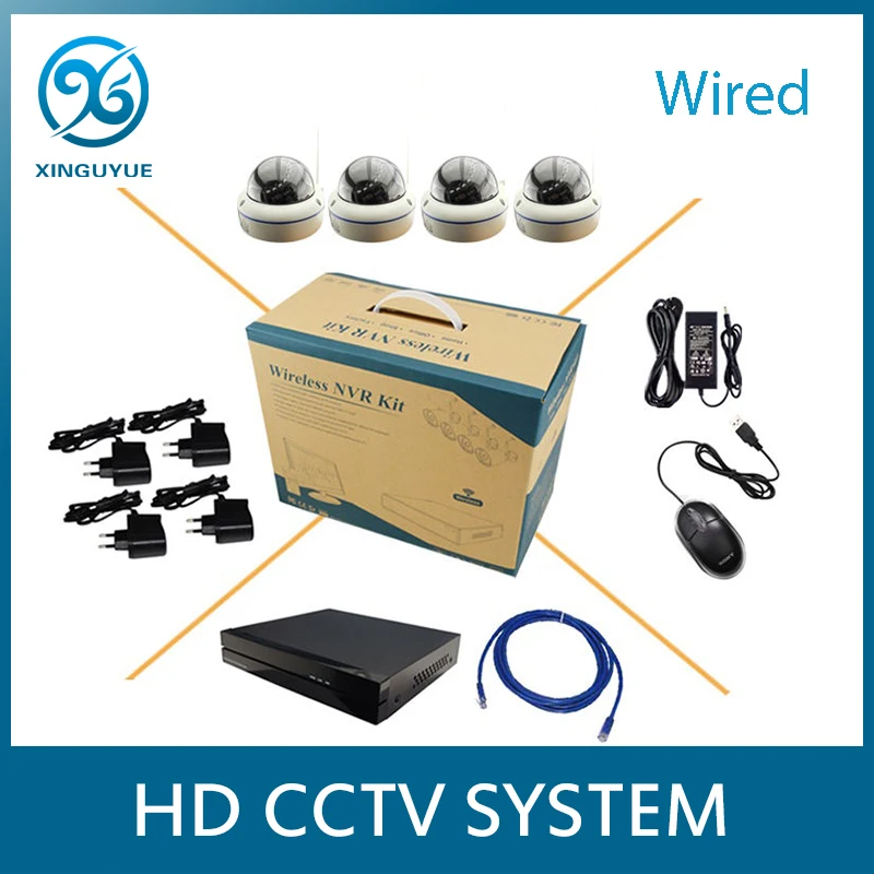 XGY Доставка быстрая 4 шт. HD IP Камера проводной камеры Наборы Системы с 8ch NVR адаптер