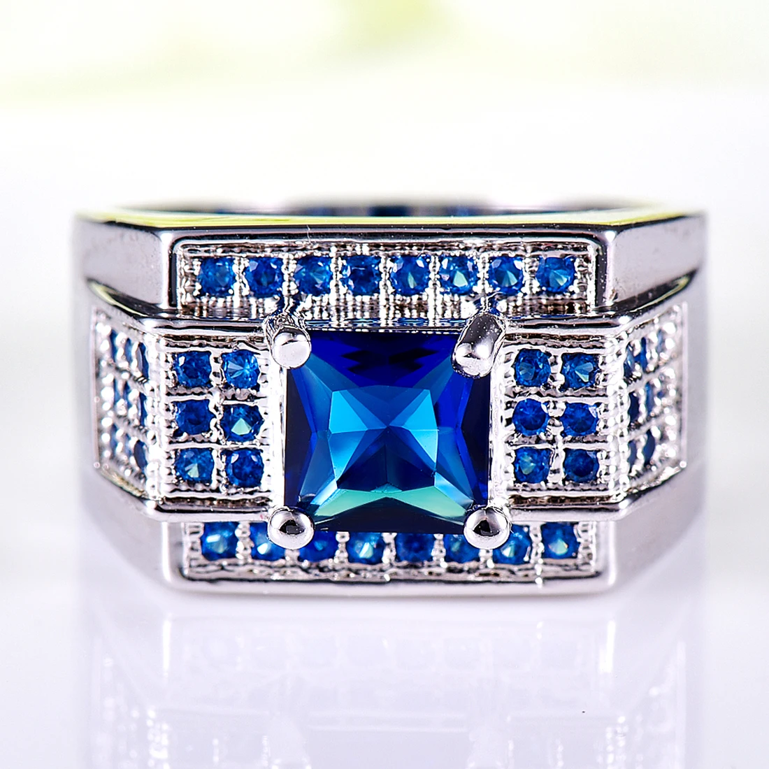 Lingmei fashion lover jewelry ring set Blue ring party rings for women