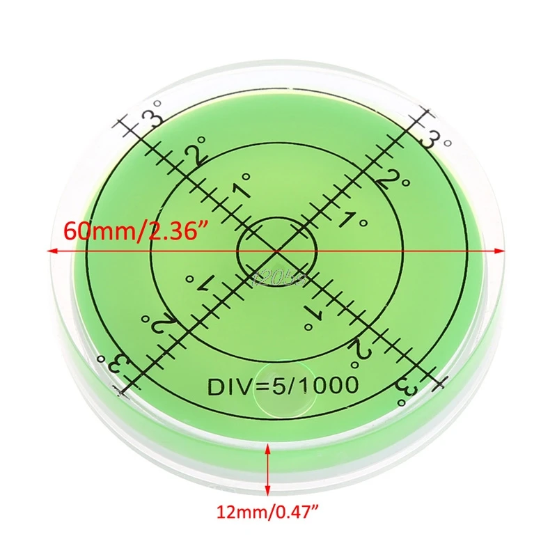 

Accuracy Spirit Level Diameter 60mm Green Round PMMA Material Universal Bubble Level For Adjusting Level Of Surface Drop ship