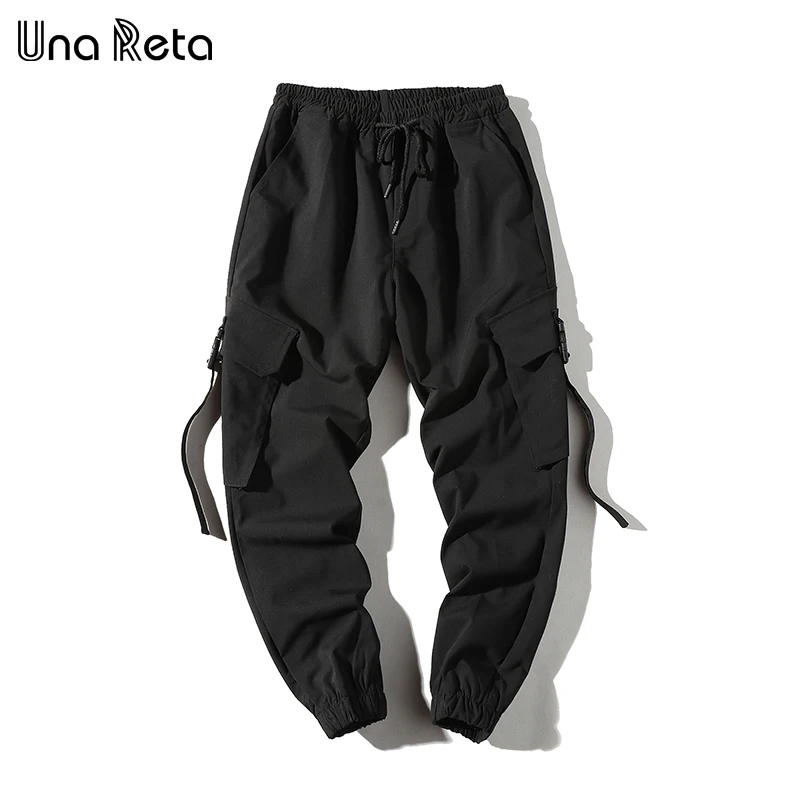 Una Reta мужские брюки новая мода уличная эластичная талия брюки для бега повседневные дизайнерские брюки с карманами мужские спортивные брюки - Цвет: Черный