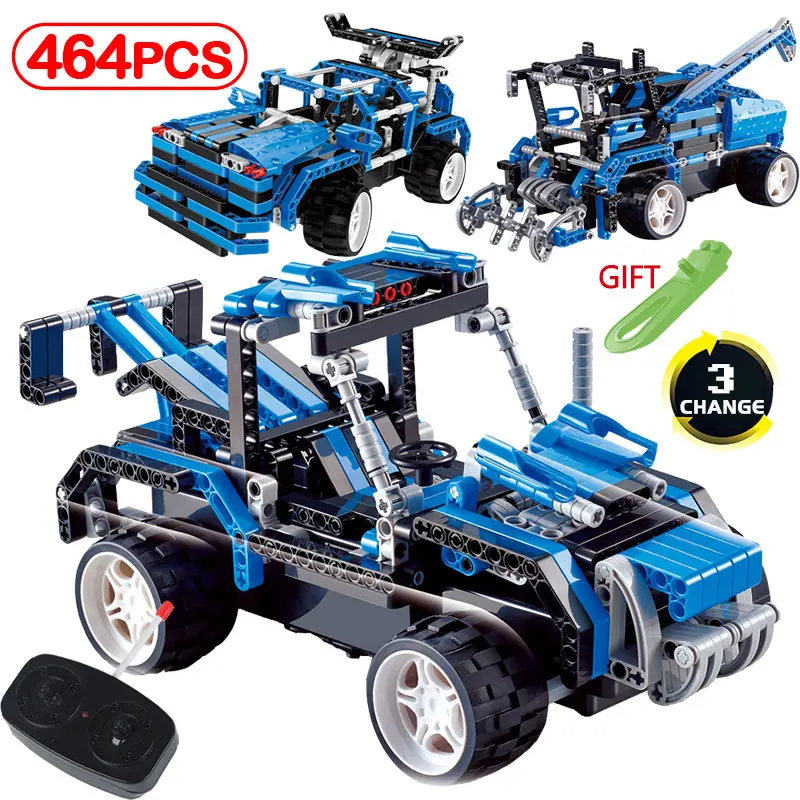 

464pcs Farmer Car RC Model Compatible Legoinglys Four-Way Remote Control Building Blocks Electric Motor Components Kids Toy Gift