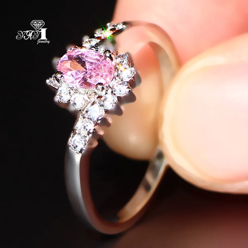 

YaYI Jewelry Fashion Princess Cut 2.4 CT Pink Zircon Silver Color Engagement Rings wedding Rings Party Rings
