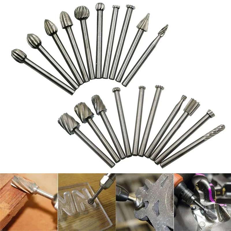 Buy 20Pcs Drill Bits Dremel Set Steel Rotary Burrs
