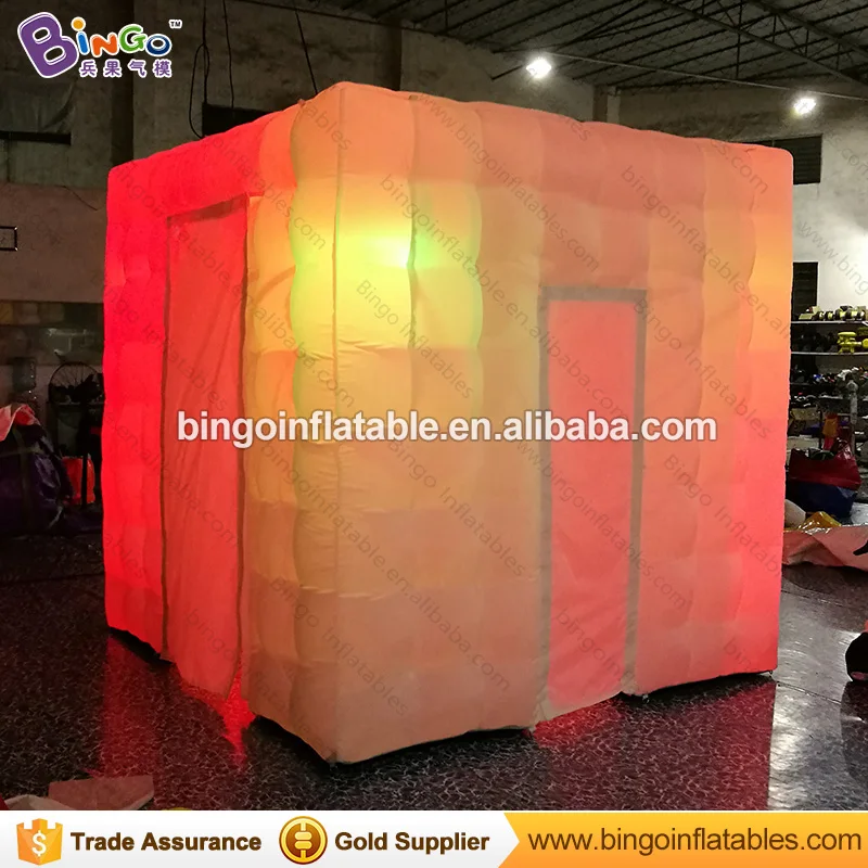  Free shipping Portable inflatable cube photo kiosk booth tent with led lighting toy tent