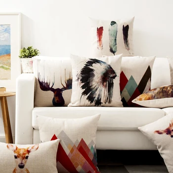 

1PC Free Shipping Cute Dog Cushion Home Decor Pillow Colorful Deer Linen Cotton Cushions Decorative Throw Pillows 45X45CM