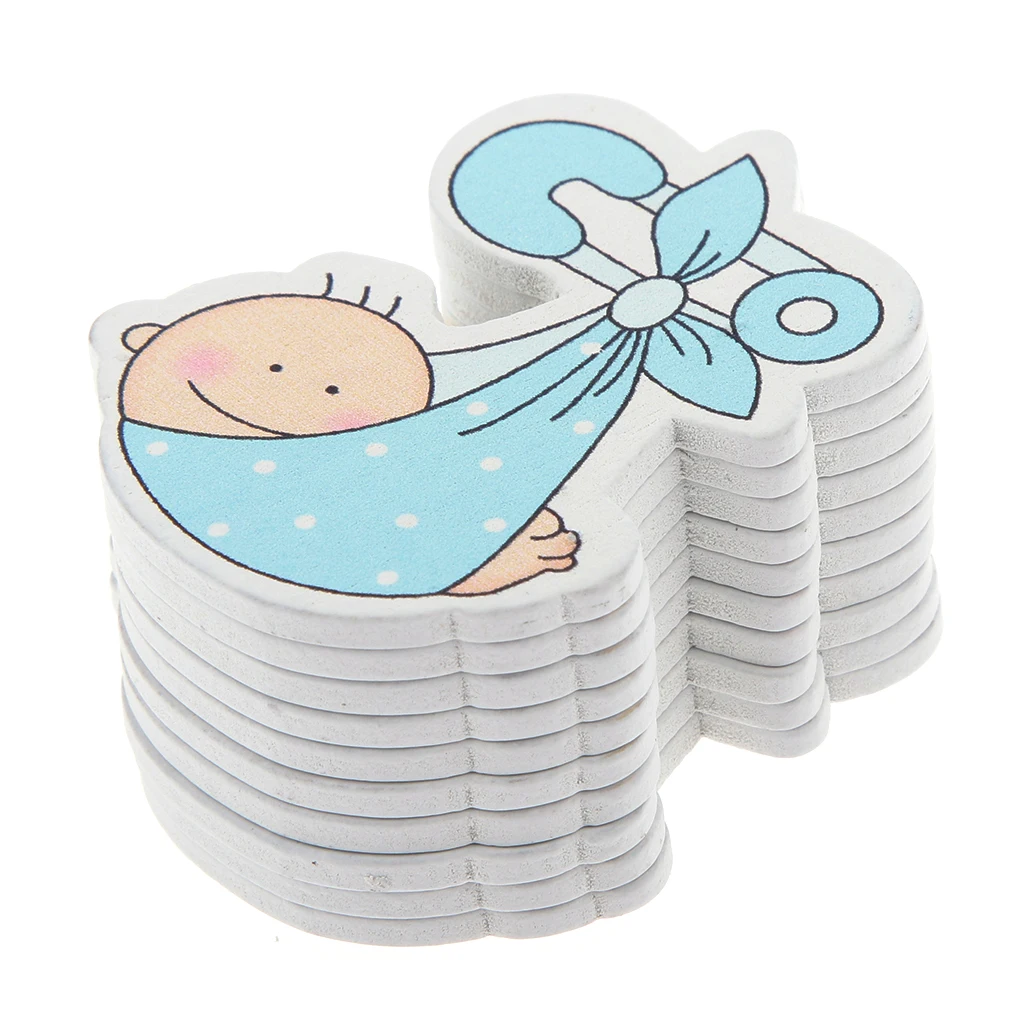 20pcs Baby Style Wooden Embellishment for Card Making Baby Shower Decor Blue