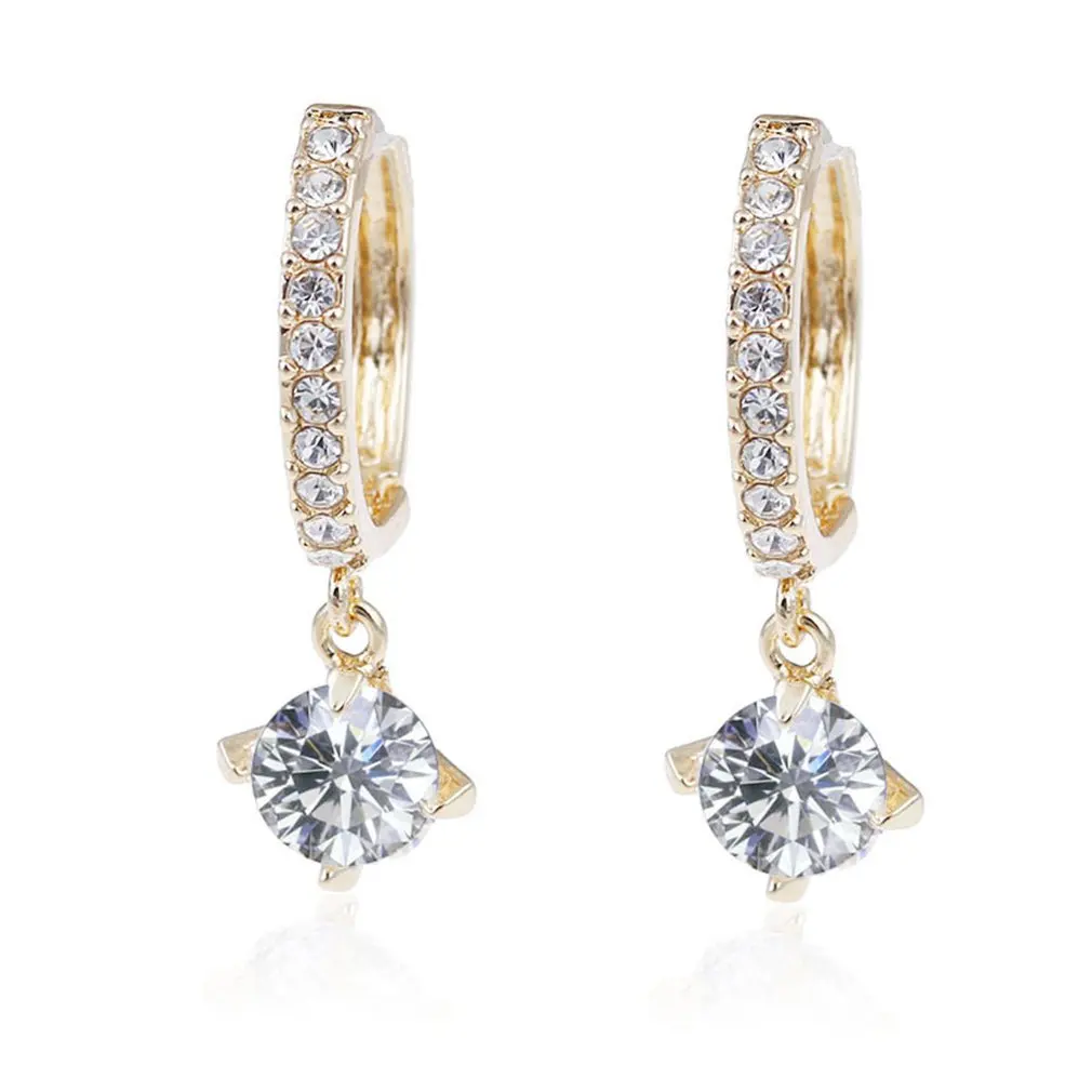 

1 Pair Women Earrings Metal Alloy Full Rhinestone Zircon Ear Exquisite Earrings For Girls Engagement Party Jewelry