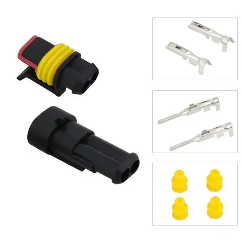 CARCHET 20 Kit 2Pin Way AMP Super Seal Waterproof Electrical Wire Connector Plug for Car Boat Motorcycle Waterproof Connectors   (2)