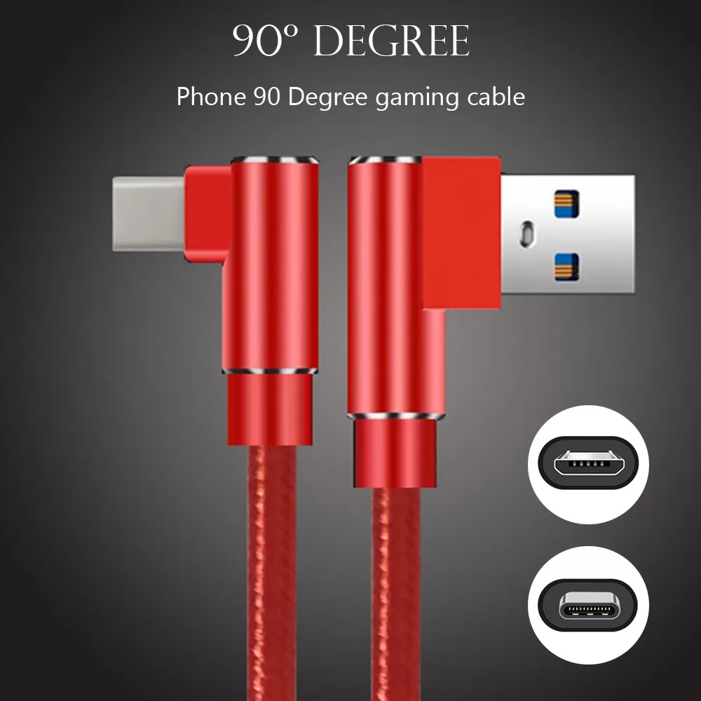 

Micro/Type-c data Cord Charger usb-c 90 Degree Nylon Micro USB Charger Charging Data Cable Cord For phone for Samsung Galaxy