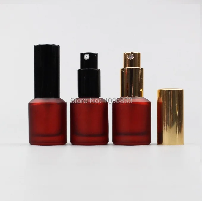 

15ML 30ML Rose Glass Lotion Pump Bottle, Red Glass Bottle with Gold Spray Nozzle, Cosmetic Essence Emulsion Bottle, 20pcs/Lot