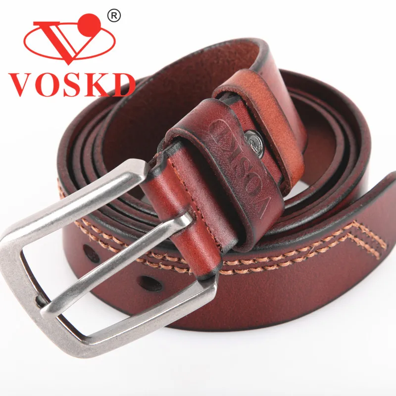 

2018 The first layer of skin brand designer Belts140-160cm High Quality VOSKD genuine leather Belts mens pin buckle
