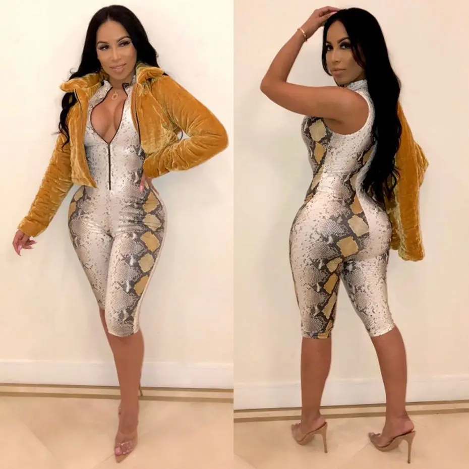 HAOYUAN الأفعى الجلد مثير Playsuit عارضة قطعة واحدة Bodycon السراويل ثوب فضفاض للمرأة بذلة الشارع الشهير جلد الثعبان حزب ارتداءها HAOYUAN الأفعى الجلد مثير Playsuit عارضة قطعة واحدة Bodycon السراويل ثوب فضفاض للمرأة بذلة الشارع الشهير جلد الثعبان حزب ارتداءها