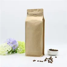  20pcs wholesale 1 pound volume kraft paper ziplock bag Tall shape coffee beans packaging bag eight side seal with valve 