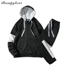 Новое поступление Для мужчин молнии Костюмы 2 шт. комплекты лоскутное толстовки+ брюки спортивный костюм Мужская спортивная одежда Для мужчин s спортивные костюмы M-3XL