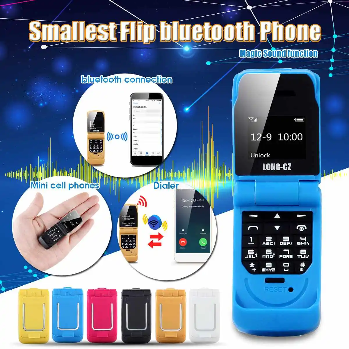 

Mini Cellphone 0.66 inch J9 300mAh Smallest Flip Phone bluetooth Dialer FM Magic Voice Handsfree Earphone