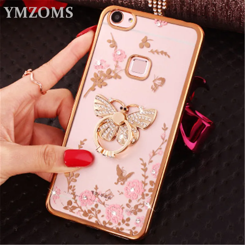 

Luxury Bling Diamond Case For Vivo X21 Plus X20 Plus V9 V5 V7 Plus Y51 Y53 Y55 Y67 Y69 Y85 Finger Ring Peacock Holder Phone Case