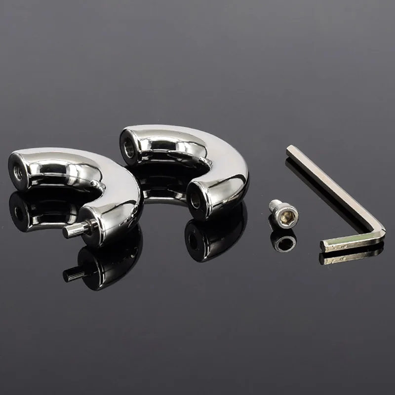 Stainless Steel Penis Ring Ball Stretcher Delay Lasting Metal Cock Ring Scrotum Restraint Testicular Chastity Device for Men (10)