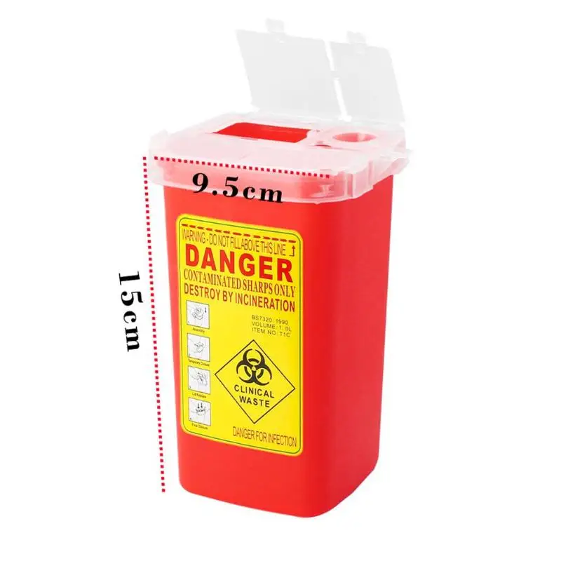 1L Capacity Sharps Container Tattoo Needles Medical Bin Biohazard Piercing Needle Collect Box Tattoo Artist Waste Box