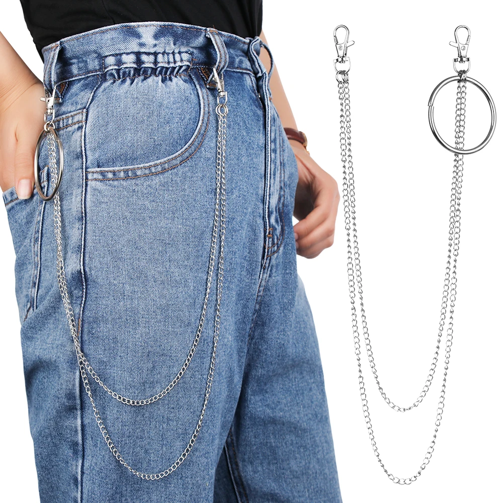 

Street Big Ring Pendant Key Chain Rock Punk Trousers Hipster Keychains Pant Jean Keychain Hip Hop Trouser Decor Accessories