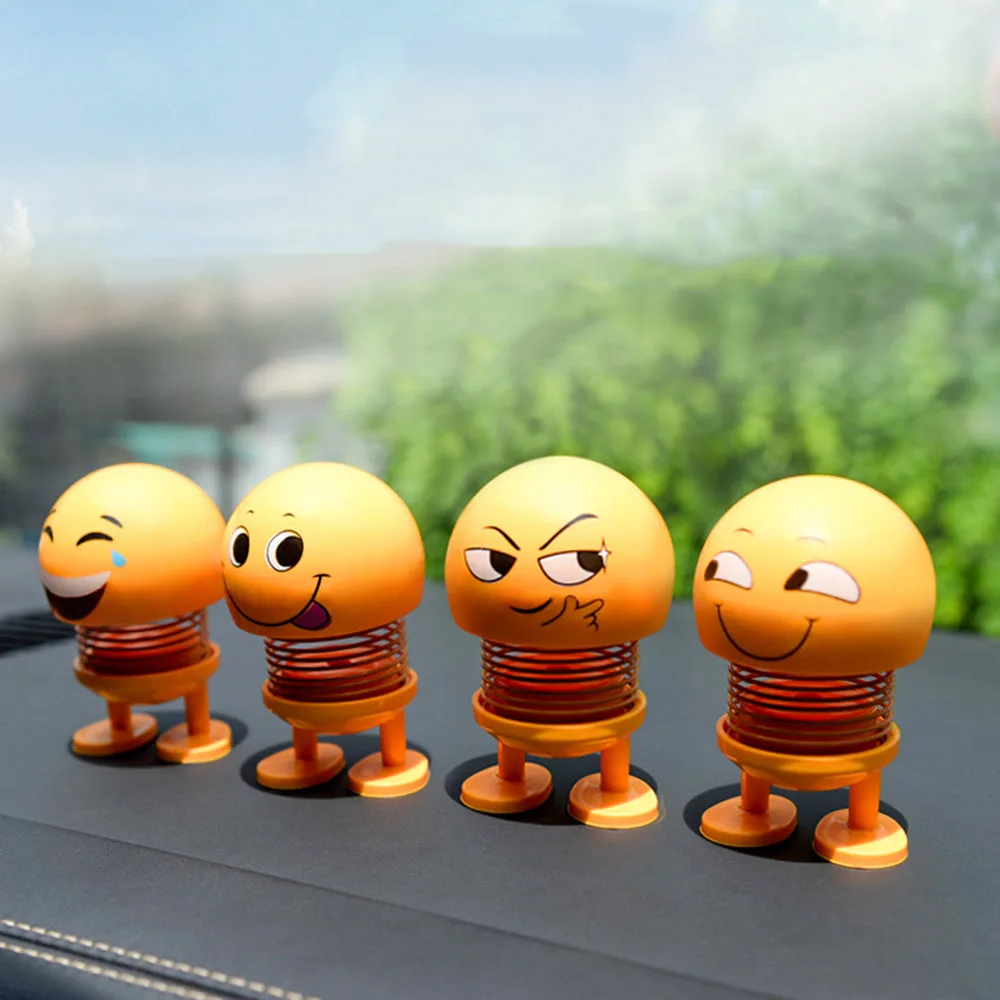 

Shaking Head Toys Car Ornaments Bobblehead Nod Dolls Cute Cartoon Funny Emoji Wobble Head Robot Lovely Car Dashboard Decor Auto