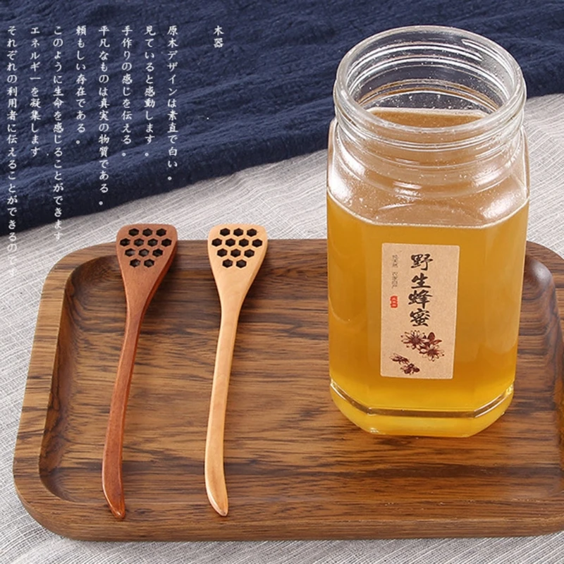 Бионическая ложка из натурального дерева для смешивания меда, ложка, здоровая длинная ручка, кухонная ложка для смешивания, аксессуары для чая