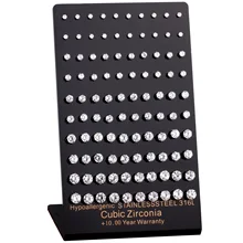 Люксу стали абсолютно новые 50 пар/лот гипоаллергенные серьги из нержавеющей стали 316L кубический цирконий серьги-гвоздики 3 мм-7 мм