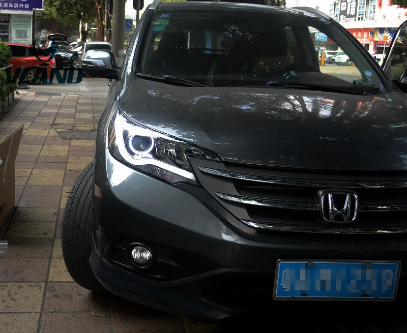 Светодиодный головной фонарь для Honda CRV светодиодный головной свет ангельские глазки ксеноновая фара в сборе желтый указатель поворота светодиодный DRL Объектив