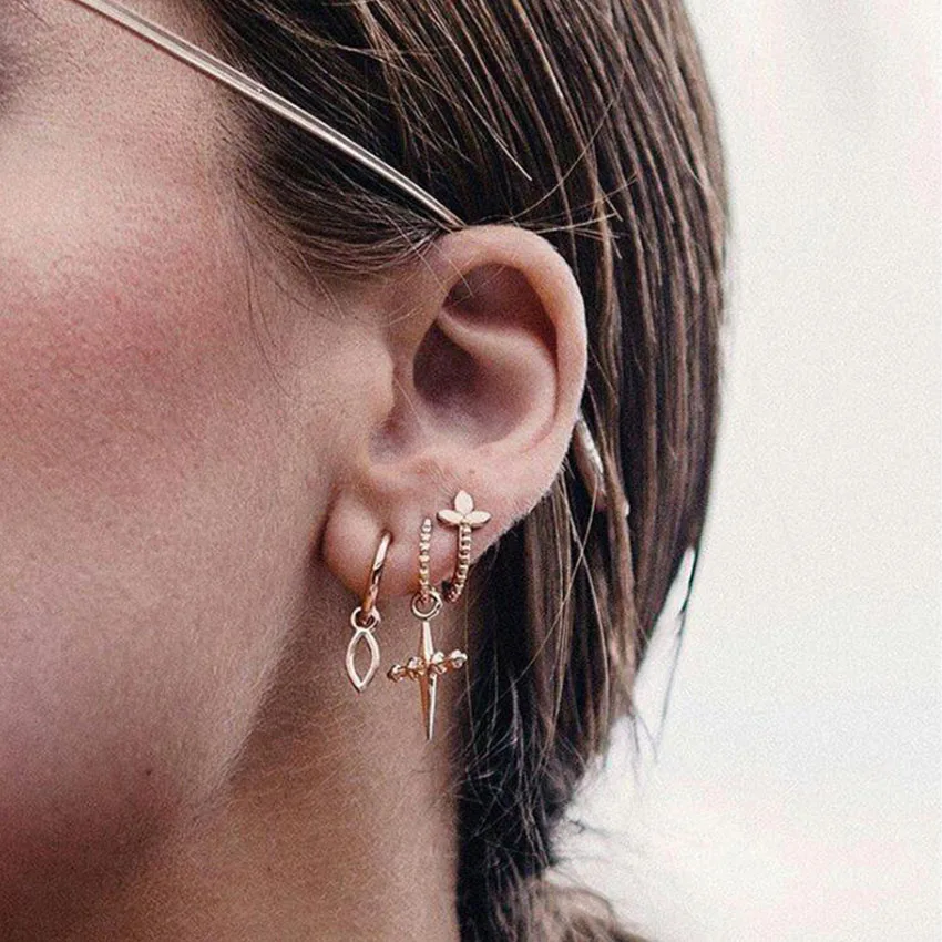 

Simple Gold Color Stud Earrings for Women Jesus Cross Earrings Oorbellen boucle d'oreille brincos pendientes