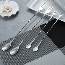 2 шт коктейльные палочки из нержавеющей стали, ложка для чая и кофе с длинной ручкой, ложки для перемешивания, миксер, кухонные барные инструменты