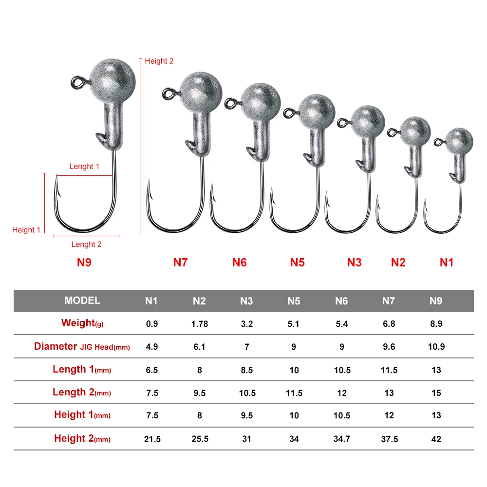 100 шт./лот джиг большие крючки для рыболовной приманки 1G-2G-3G-5G-6G-7G-9G рыболовный крючок с свинцовой круглой головкой натуральный цвет джиг Крючки