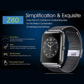 

Smart Watch Z60 Men Women Bluetooth Steel Band Wrist Smartwatch Support SIM/TF Card Watch For Apple Android Phone Male Reloj
